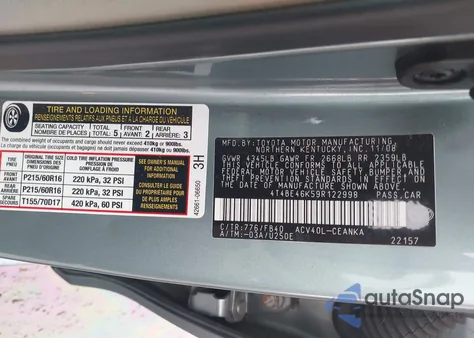 2009 Toyota Camry Le из США, поврежденный, VIN 4T4BE46K59R122998